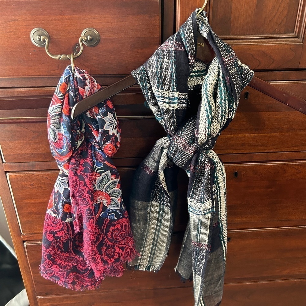 Colorful Scarves Lot of 2, Lucky Brand Floral Scarf & Unknown Source